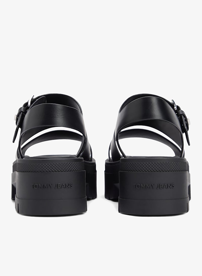 TOMMY JEANS Leather Cleat Platform Sandals - Image 4